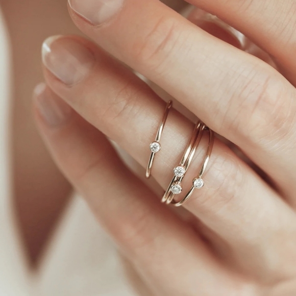 Clear Cubic Zirconia Stacker Ring Size 7 - Picture 2 of 5